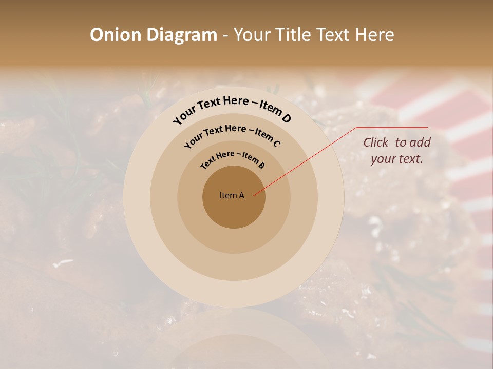 A Red And White Plate Topped With Meat Covered In Gravy PowerPoint Template