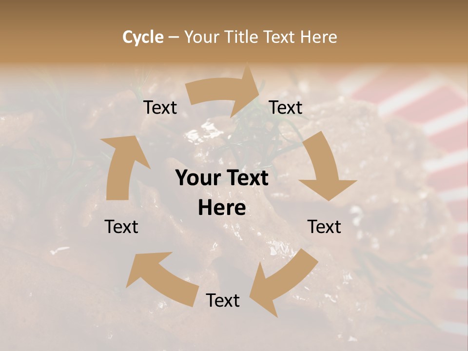 A Red And White Plate Topped With Meat Covered In Gravy PowerPoint Template
