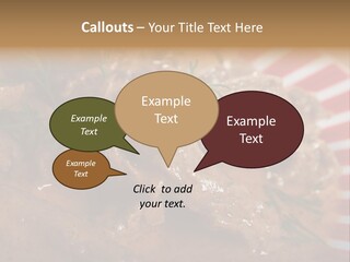 A Red And White Plate Topped With Meat Covered In Gravy PowerPoint Template