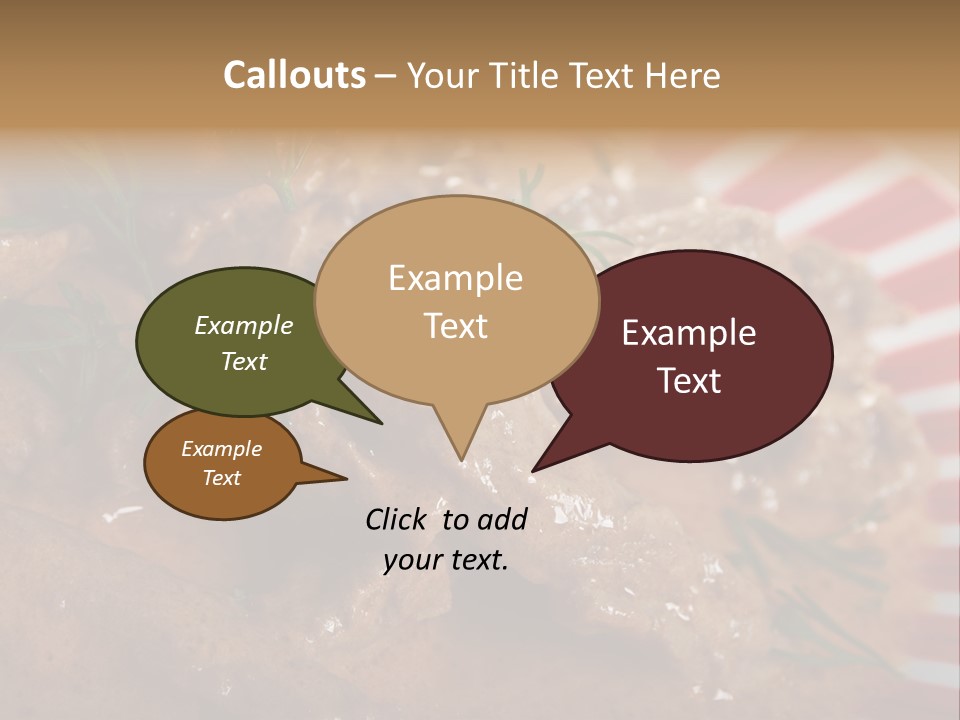 A Red And White Plate Topped With Meat Covered In Gravy PowerPoint Template