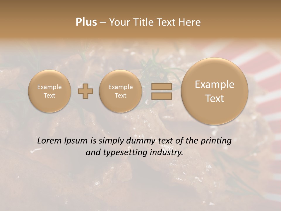 A Red And White Plate Topped With Meat Covered In Gravy PowerPoint Template