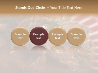 A Red And White Plate Topped With Meat Covered In Gravy PowerPoint Template