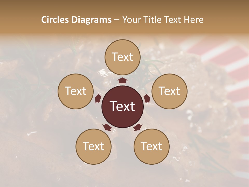 A Red And White Plate Topped With Meat Covered In Gravy PowerPoint Template