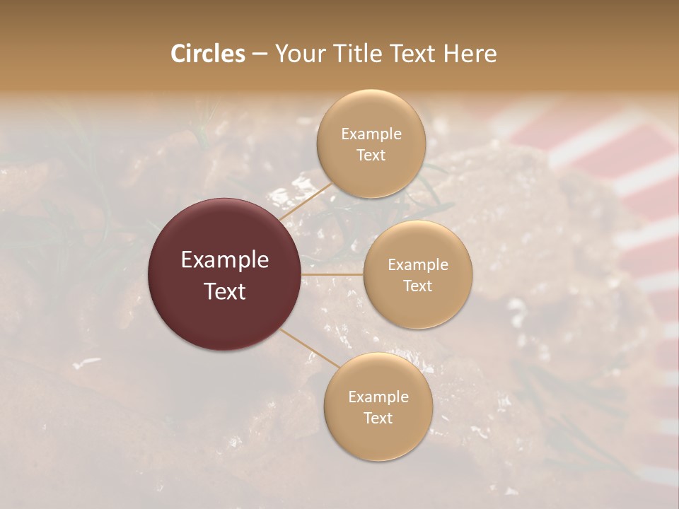 A Red And White Plate Topped With Meat Covered In Gravy PowerPoint Template