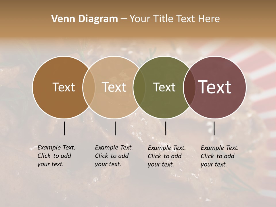 A Red And White Plate Topped With Meat Covered In Gravy PowerPoint Template