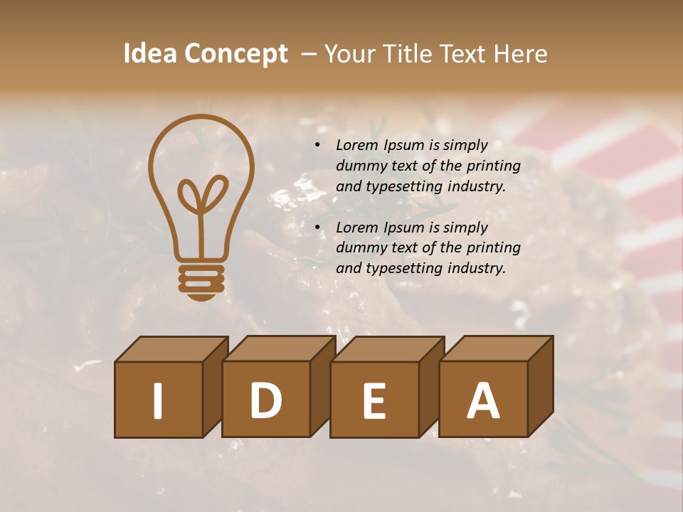 A Red And White Plate Topped With Meat Covered In Gravy PowerPoint Template