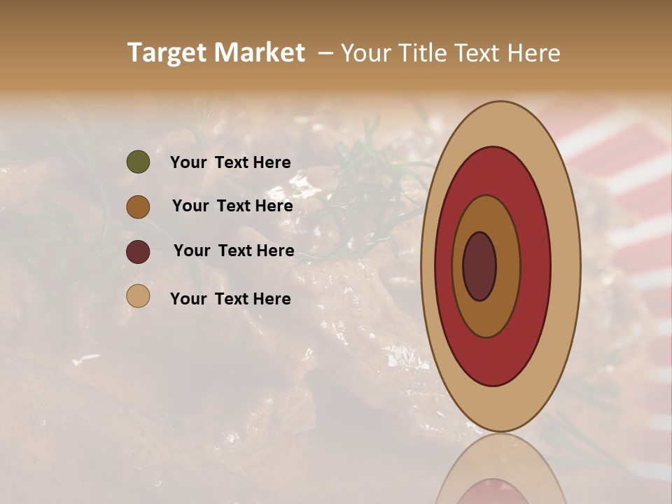 A Red And White Plate Topped With Meat Covered In Gravy PowerPoint Template