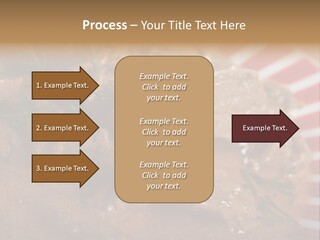 A Red And White Plate Topped With Meat Covered In Gravy PowerPoint Template
