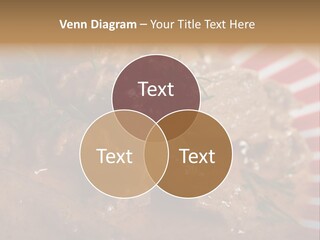 A Red And White Plate Topped With Meat Covered In Gravy PowerPoint Template