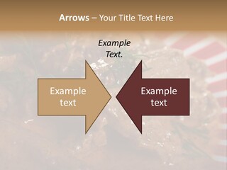 A Red And White Plate Topped With Meat Covered In Gravy PowerPoint Template