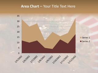 A Red And White Plate Topped With Meat Covered In Gravy PowerPoint Template