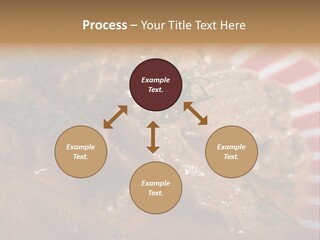 A Red And White Plate Topped With Meat Covered In Gravy PowerPoint Template