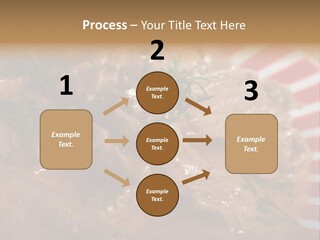 A Red And White Plate Topped With Meat Covered In Gravy PowerPoint Template