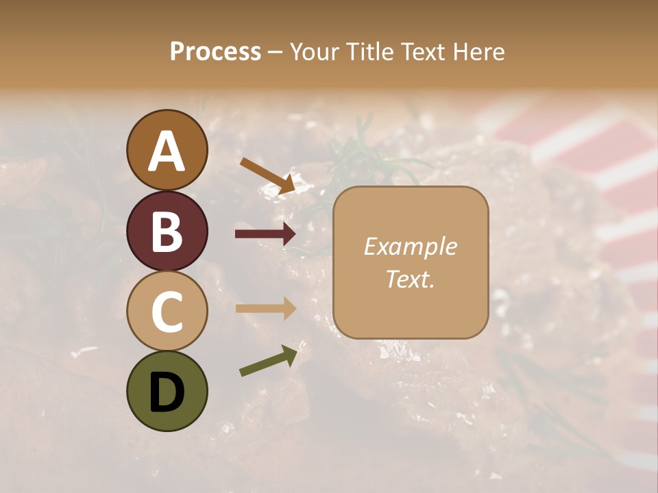 A Red And White Plate Topped With Meat Covered In Gravy PowerPoint Template