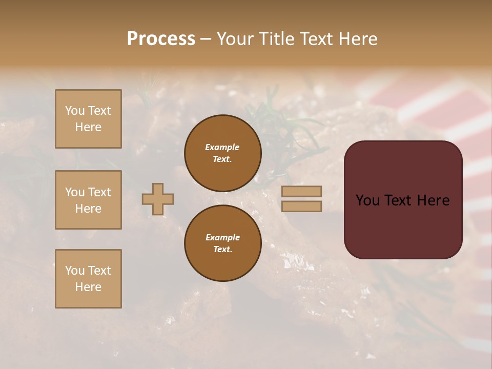 A Red And White Plate Topped With Meat Covered In Gravy PowerPoint Template