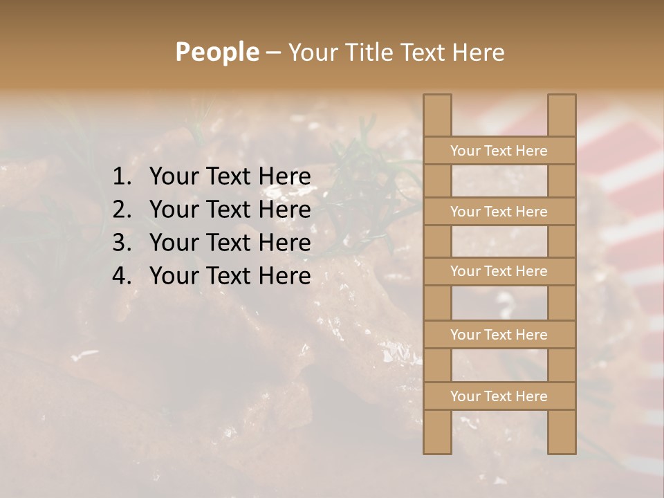 A Red And White Plate Topped With Meat Covered In Gravy PowerPoint Template