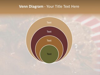 A Red And White Plate Topped With Meat Covered In Gravy PowerPoint Template
