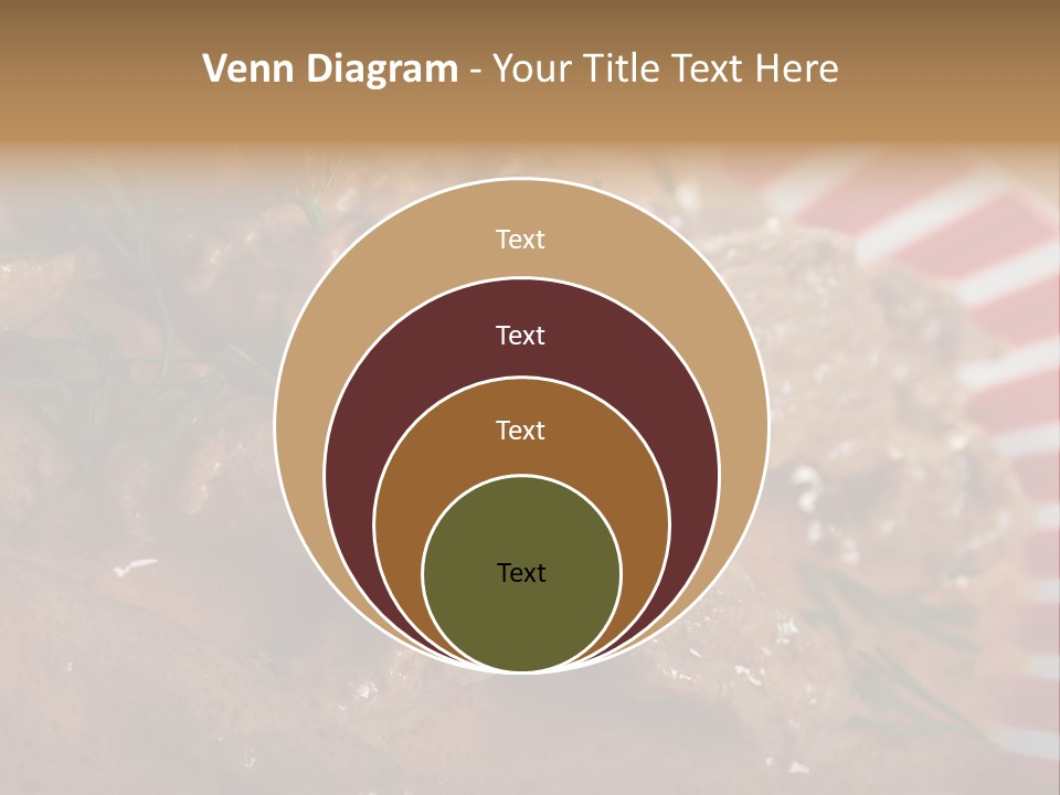 A Red And White Plate Topped With Meat Covered In Gravy PowerPoint Template