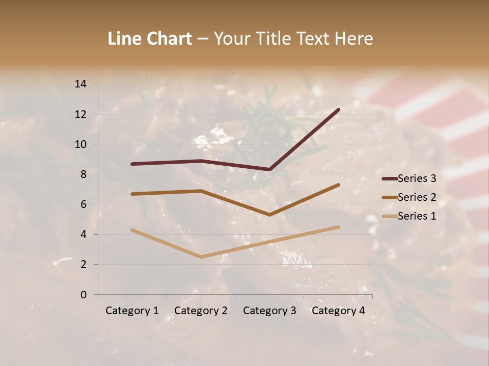 A Red And White Plate Topped With Meat Covered In Gravy PowerPoint Template