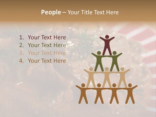 A Red And White Plate Topped With Meat Covered In Gravy PowerPoint Template