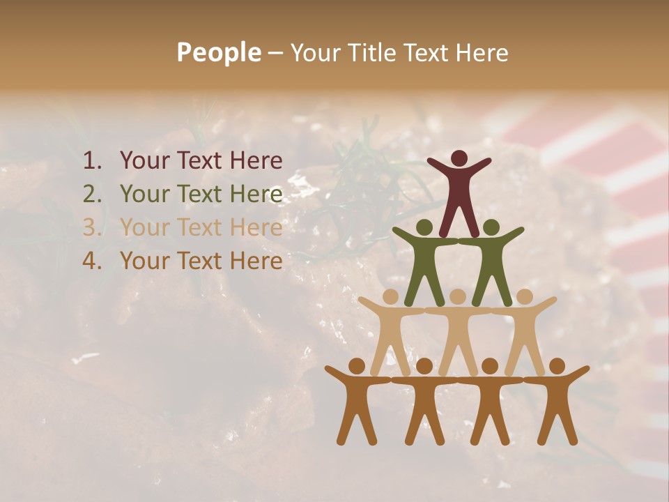 A Red And White Plate Topped With Meat Covered In Gravy PowerPoint Template