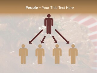 A Red And White Plate Topped With Meat Covered In Gravy PowerPoint Template