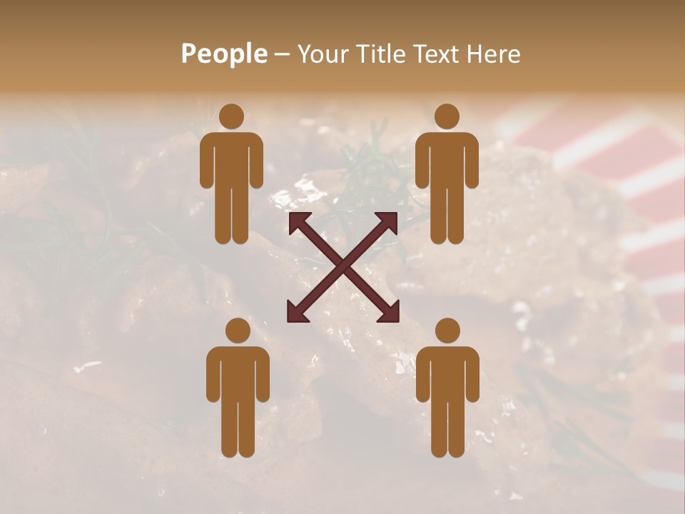 A Red And White Plate Topped With Meat Covered In Gravy PowerPoint Template