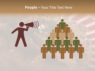 A Red And White Plate Topped With Meat Covered In Gravy PowerPoint Template