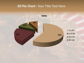 A Red And White Plate Topped With Meat Covered In Gravy PowerPoint Template