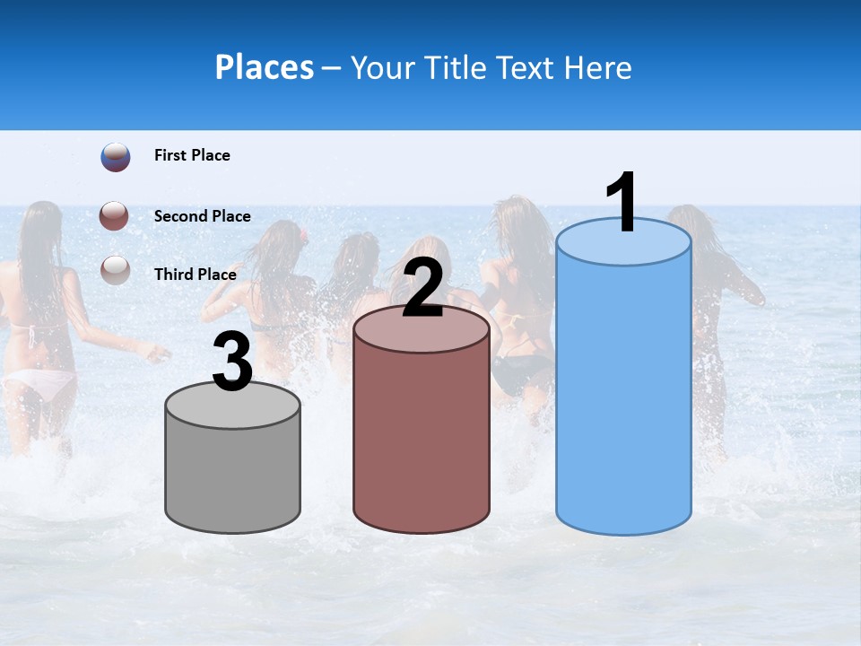 A Group Of Girls Splashing In The Ocean PowerPoint Template