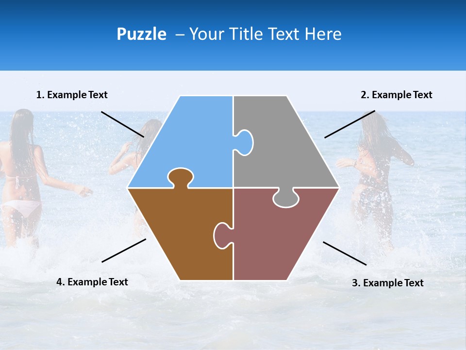 A Group Of Girls Splashing In The Ocean PowerPoint Template