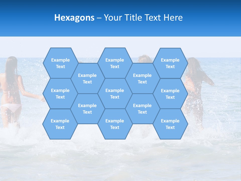 A Group Of Girls Splashing In The Ocean PowerPoint Template