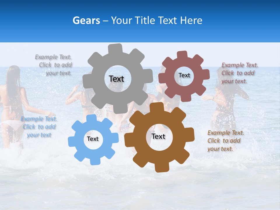 A Group Of Girls Splashing In The Ocean PowerPoint Template