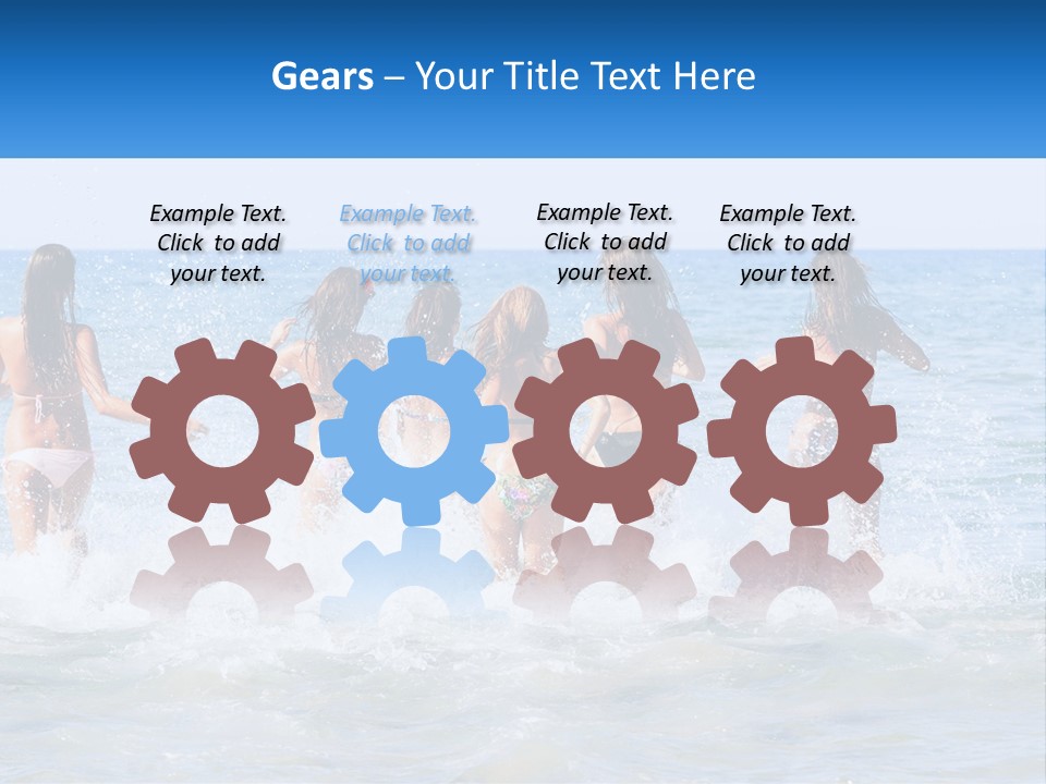 A Group Of Girls Splashing In The Ocean PowerPoint Template