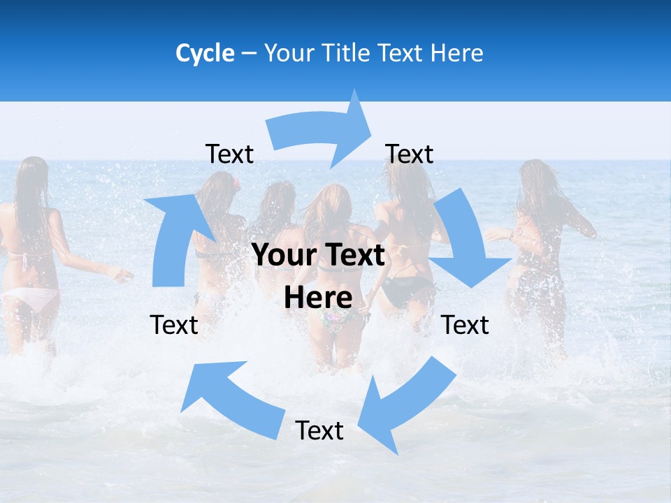 A Group Of Girls Splashing In The Ocean PowerPoint Template