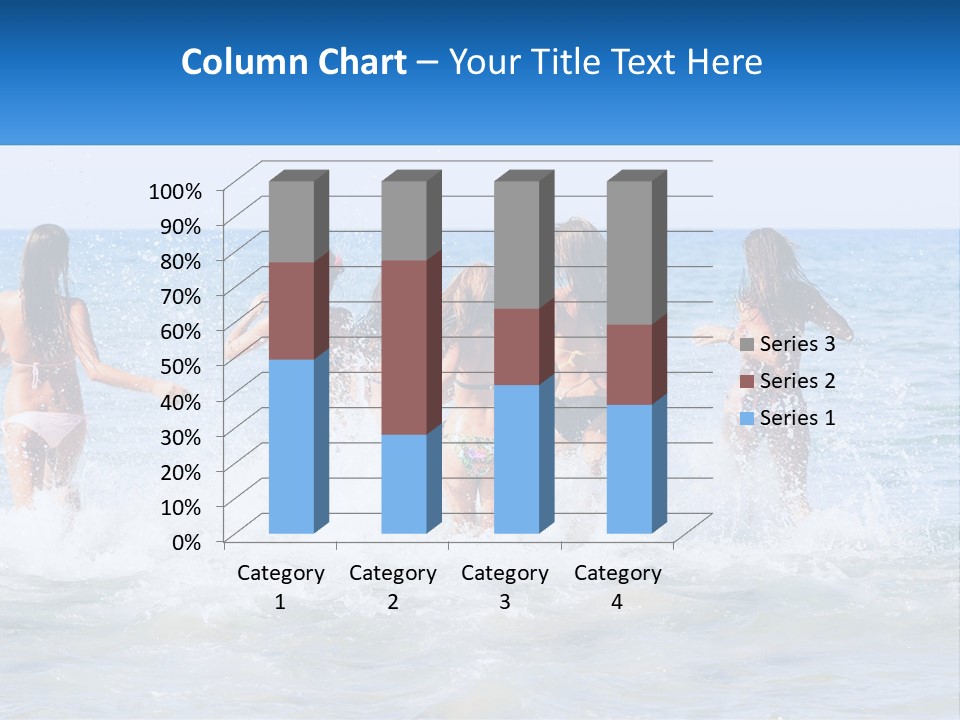A Group Of Girls Splashing In The Ocean PowerPoint Template