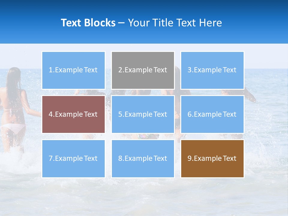 A Group Of Girls Splashing In The Ocean PowerPoint Template