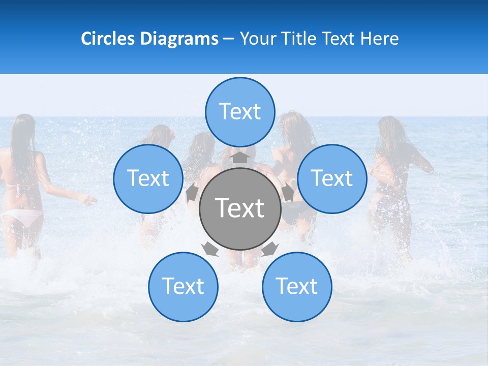 A Group Of Girls Splashing In The Ocean PowerPoint Template