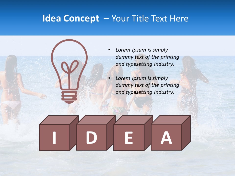 A Group Of Girls Splashing In The Ocean PowerPoint Template