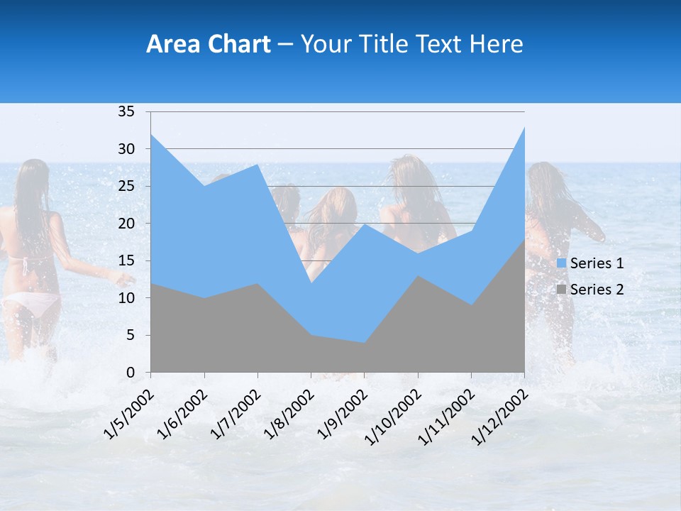 A Group Of Girls Splashing In The Ocean PowerPoint Template