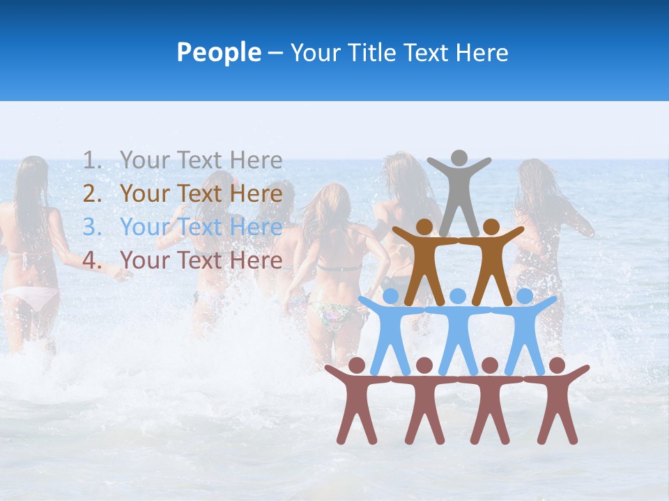 A Group Of Girls Splashing In The Ocean PowerPoint Template