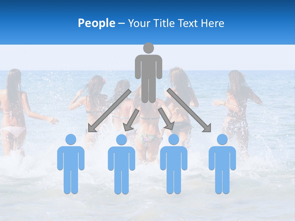 A Group Of Girls Splashing In The Ocean PowerPoint Template