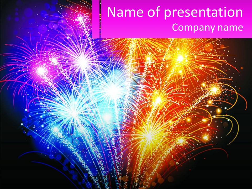 A Colorful Fireworks Display On A Black Background PowerPoint Template