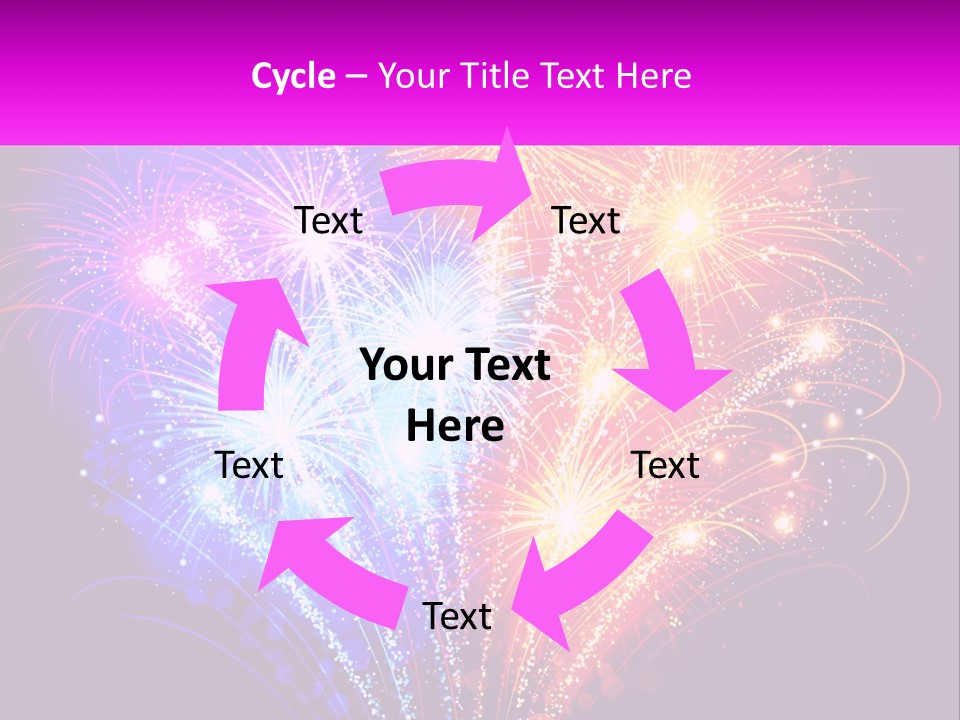 A Colorful Fireworks Display On A Black Background PowerPoint Template