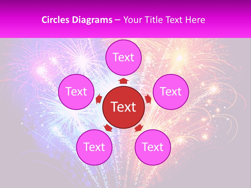 A Colorful Fireworks Display On A Black Background PowerPoint Template