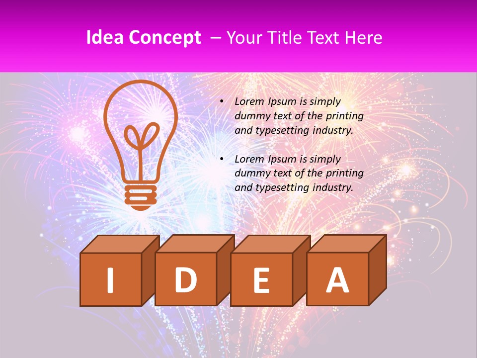 A Colorful Fireworks Display On A Black Background PowerPoint Template