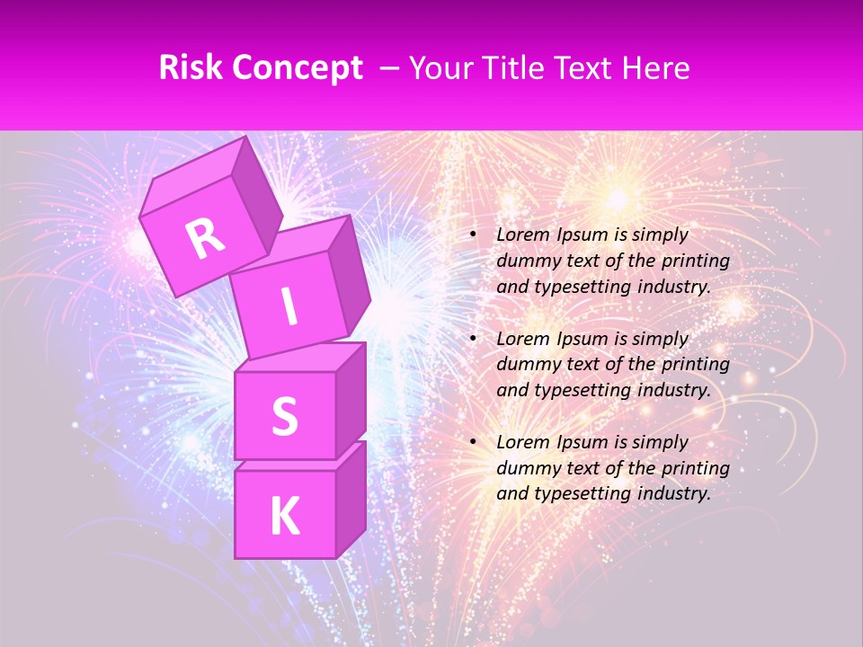 A Colorful Fireworks Display On A Black Background PowerPoint Template