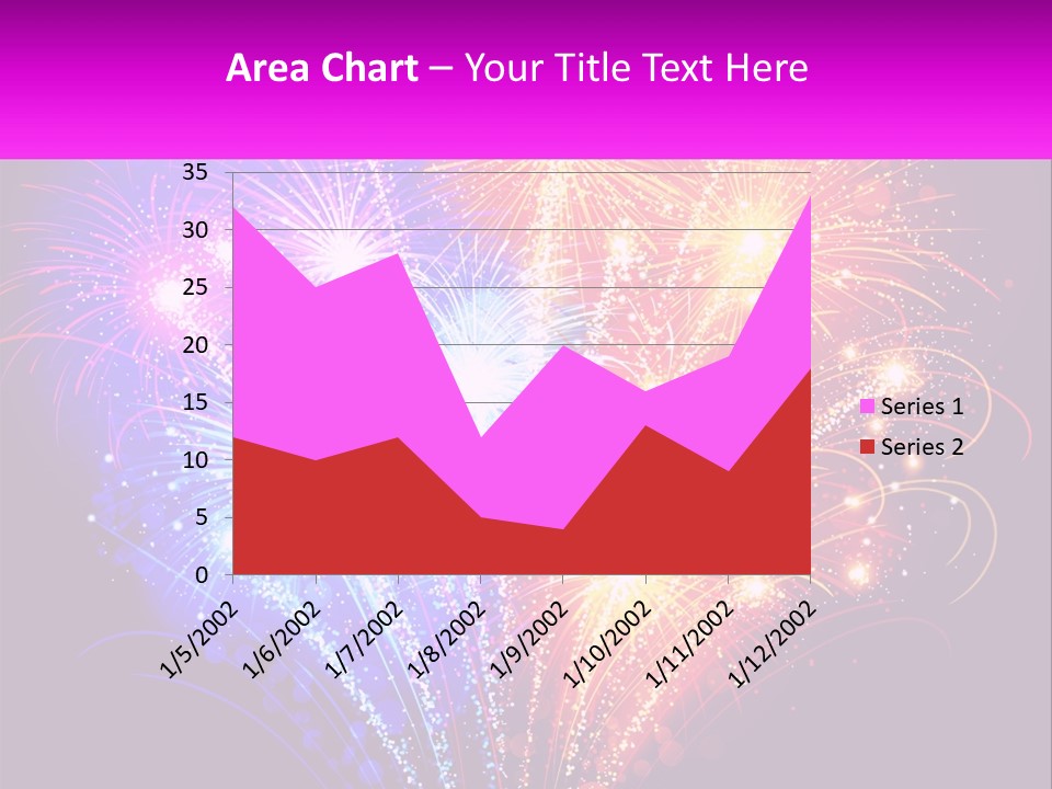 A Colorful Fireworks Display On A Black Background PowerPoint Template