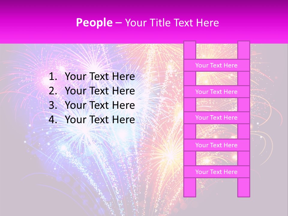 A Colorful Fireworks Display On A Black Background PowerPoint Template