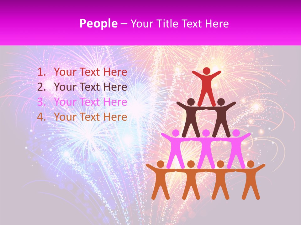 A Colorful Fireworks Display On A Black Background PowerPoint Template